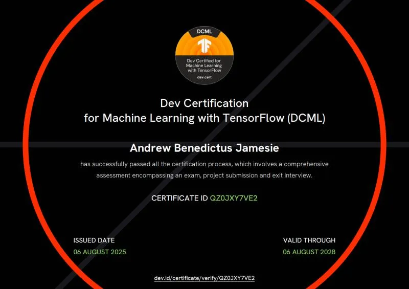 Dev Certified for Machine Learning with TensorFlow
