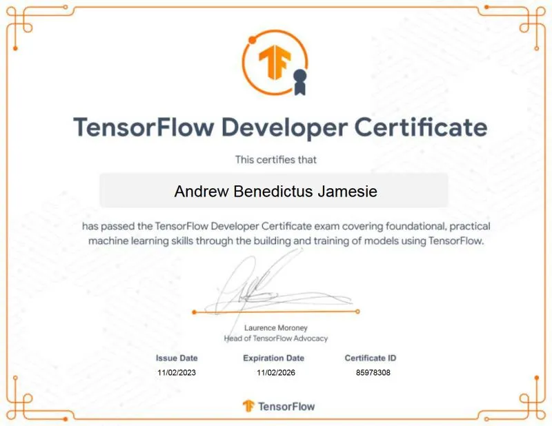 Google Certified TensorFlow Developer